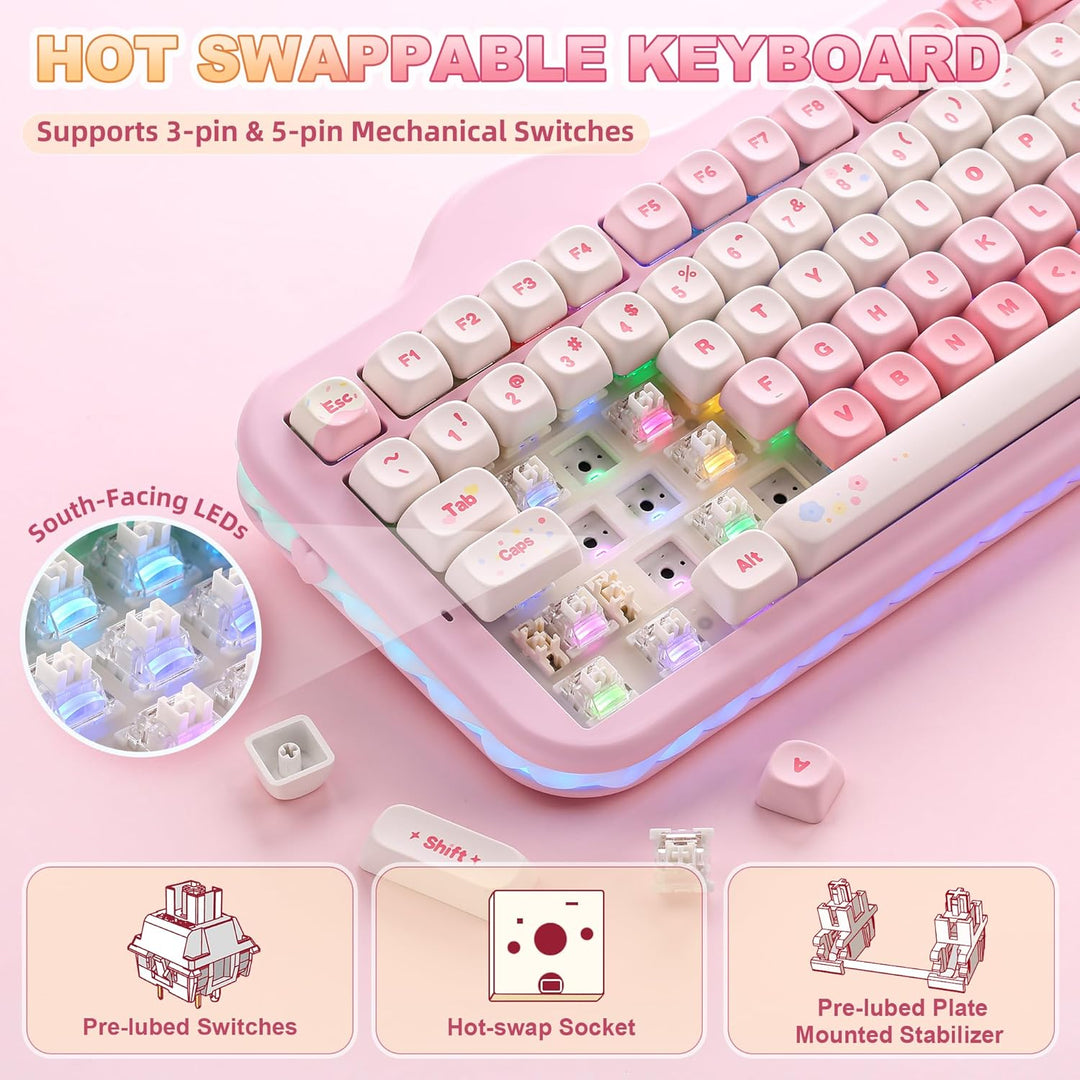 YUNZII C98 Wireless Mechanical Keyboard with Number Pad,99 Key BT5....