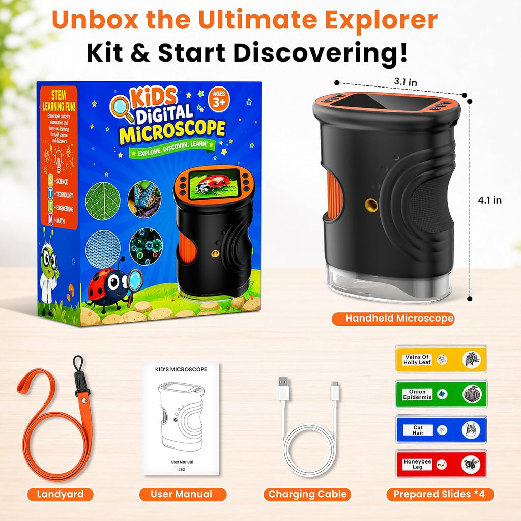 Microscopio digital portátil para niños, microscopio de bolsillo