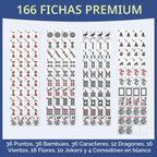 American Mahjong - Juego de maletas de cuero sintético portátil azul, 166 azulejos blancos, 4 bastidores Mahjong todo en uno con empujadores, incluye fichas y dados, juego de azulejos Travel