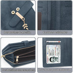 Cartera triple con bloqueo RFID para mujer, tarjetero de cuero PU