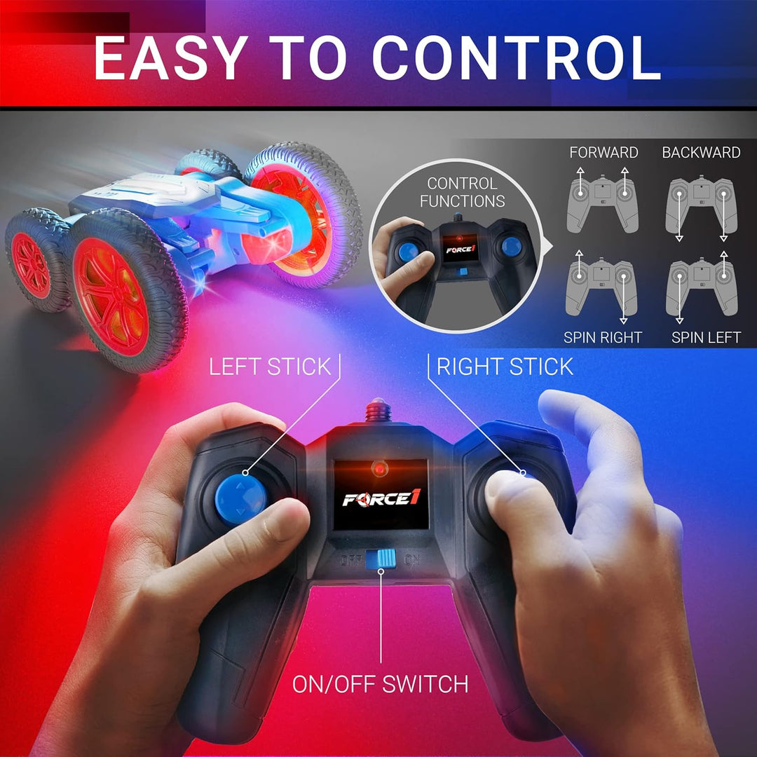 Force1 Tornado Red LED - Auto de control remoto para niños de doble...