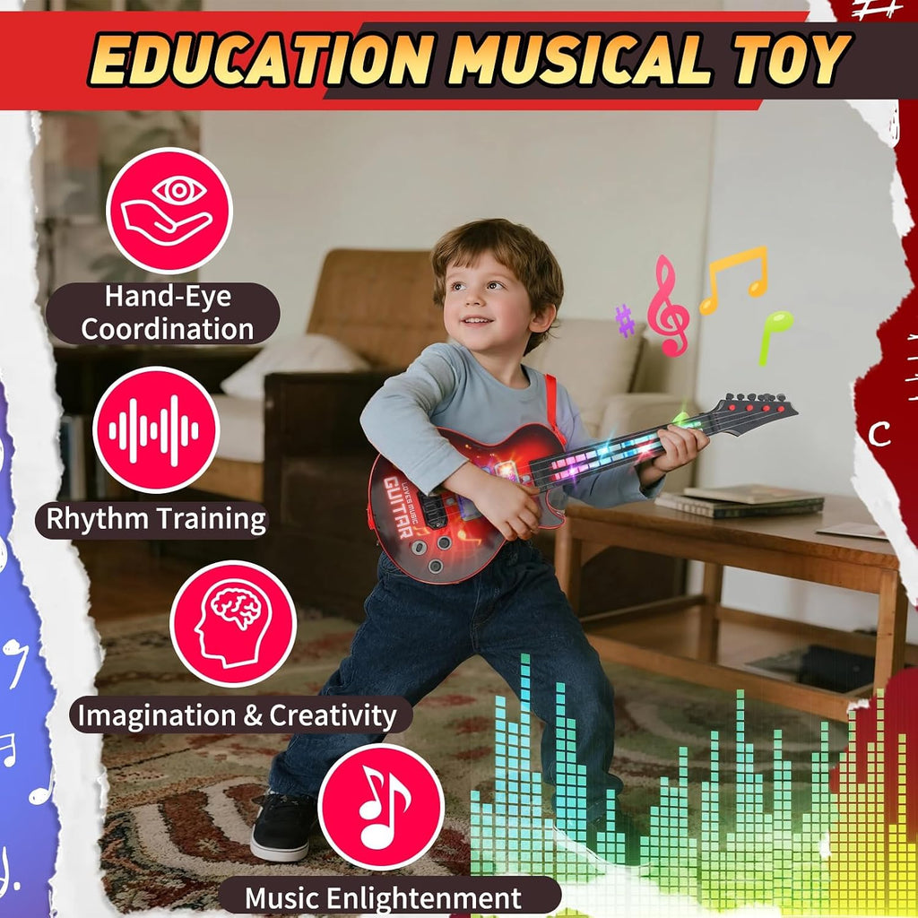 Kids Electric Guitar con 4 Strings Light Up Toy para Toddlers