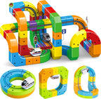 Juego de tren eléctrico para niños de 3 a 8 años – Juguete modular 3D flexible de construcción de pista de carreras con movimiento de 360° que desafía la gravedad, regalo divertido de aprendizaje STEM