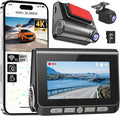 Dash Cam, cámara frontal y trasera 4K+2K Full HD para automóvil con 5G WiFi integrado, pantalla IPS de 3.0 pulgadas, incluye tarjeta de 64 GB, visión nocturna, grabación en bucle