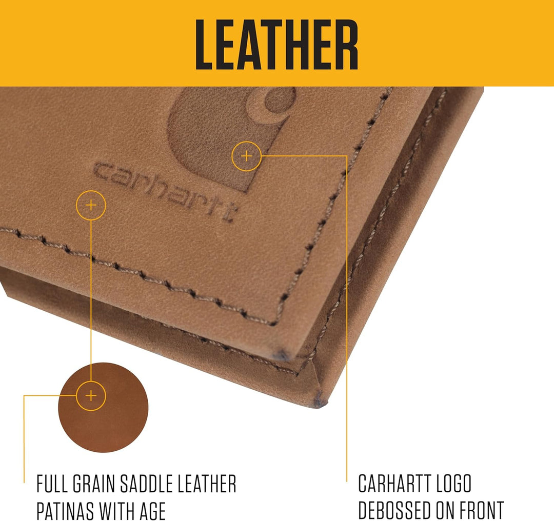 Carhartt Carteras de Cuero de Grano Completo para Hombre, Bloqueo R...