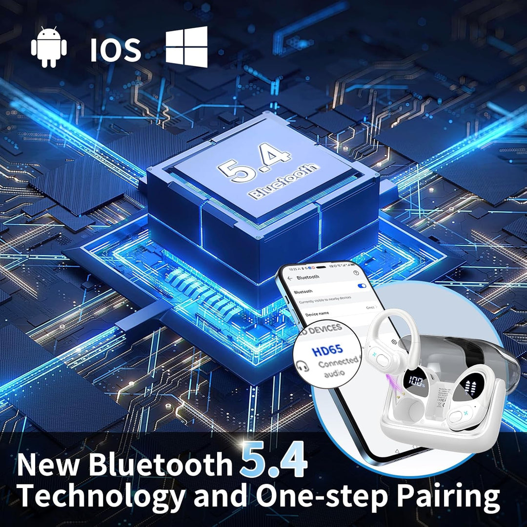 Aptkdoe Auriculares inalámbricos Bluetooth 5.4 de 75 horas para dep...