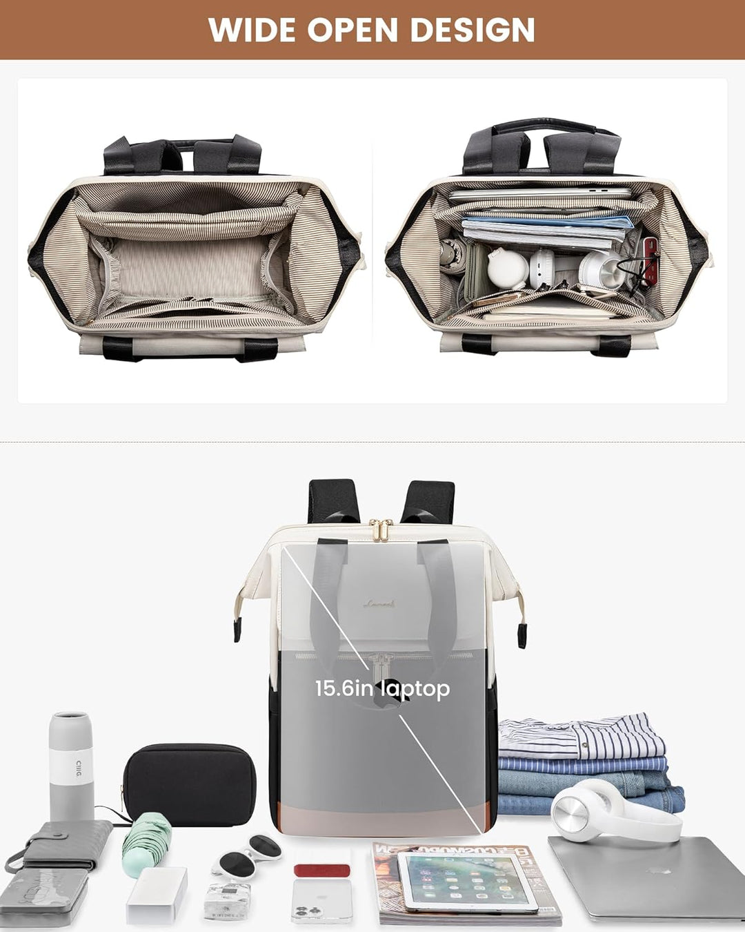 LOVEVOOK Mochila para laptop para mujer, mochila de trabajo convert...