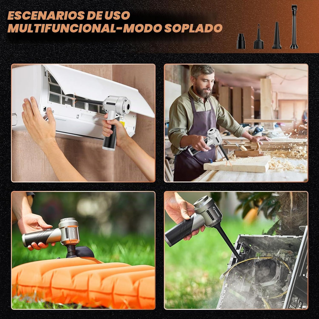 Saker HL133 - Aspiradora portátil inalámbrica para coche, 17000 PA, plegable, color negro