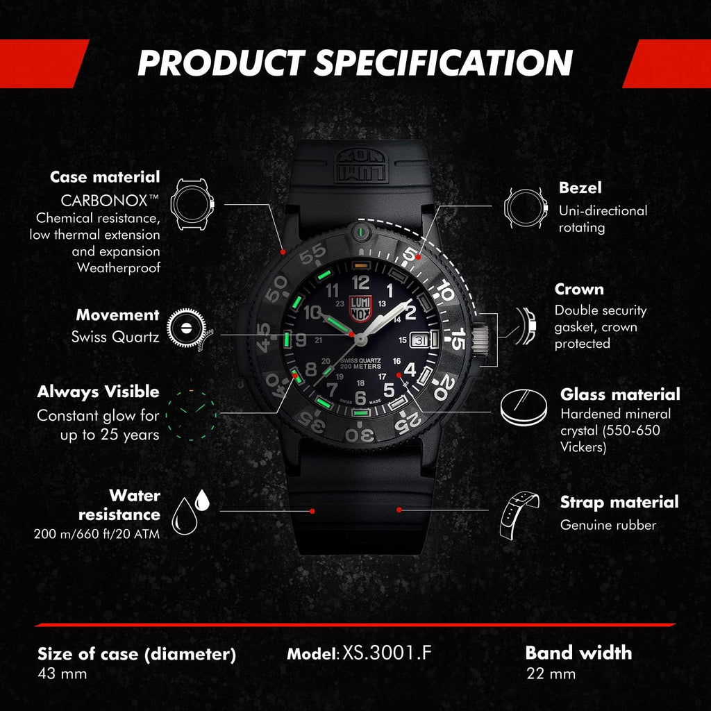 Luminox - Original Navy SEAL - Reloj para Hombre - Reloj de Buceo Militar - Función de Fecha - Resistencia al Agua 200 m - Relojes para Hombre - Hecho en Suiza
