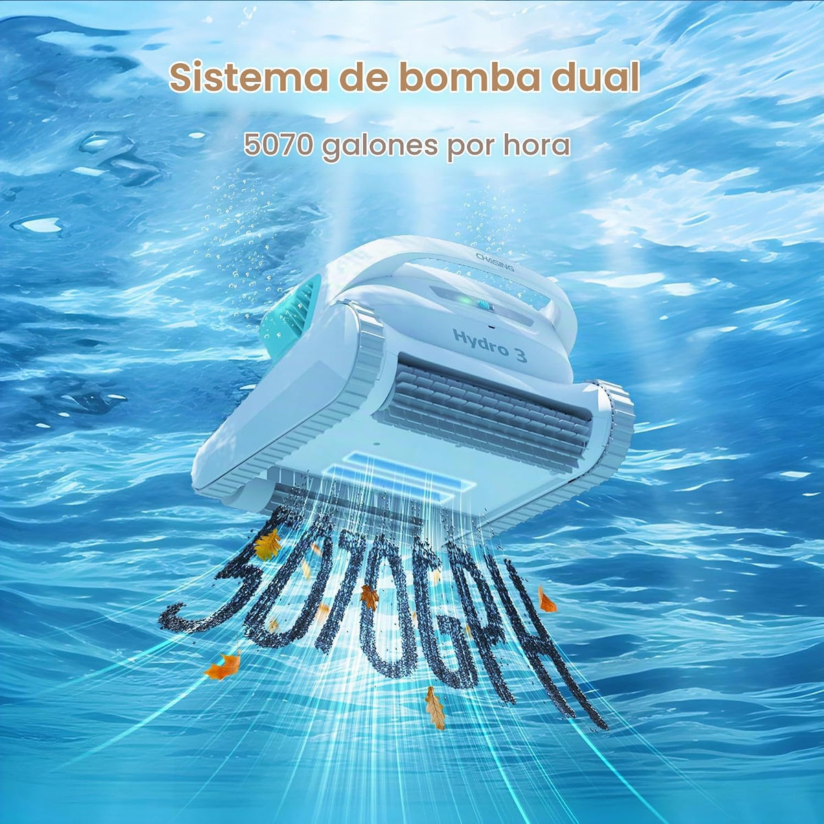 Hydro3 - Robot de vacío inalámbrico para piscina con bombas dobles Tumbo