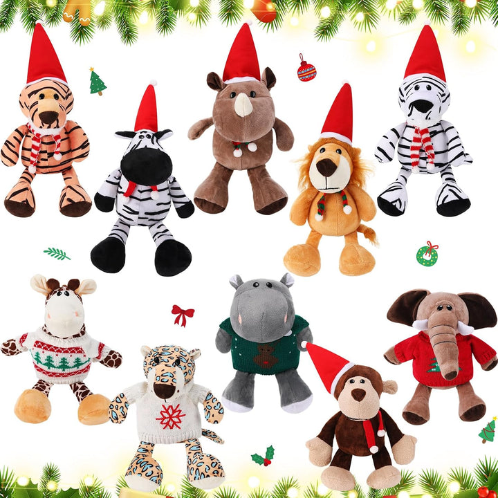 HyDren Juego de 10 animales de peluche de safari de 9 pulgadas y el...