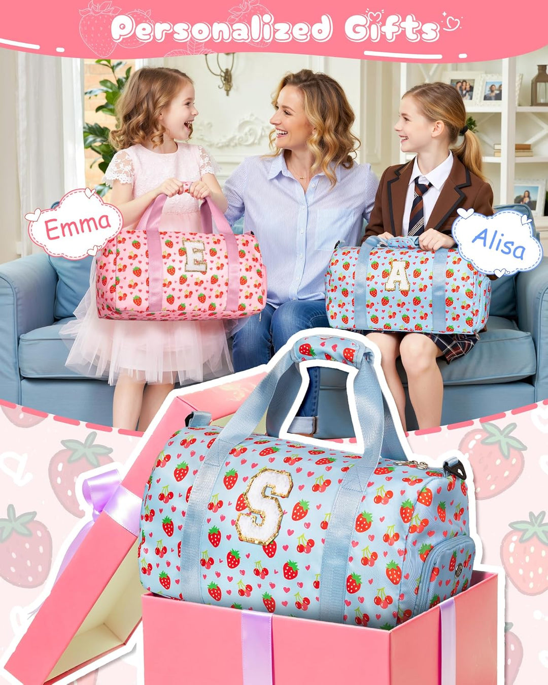 Elilier Regalos para Niñas, Bolsa de Lona Inicial para Niños, Linda...