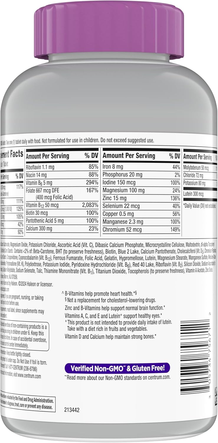 Centrum Silver - Multivitamínico para mujeres 50 Plus