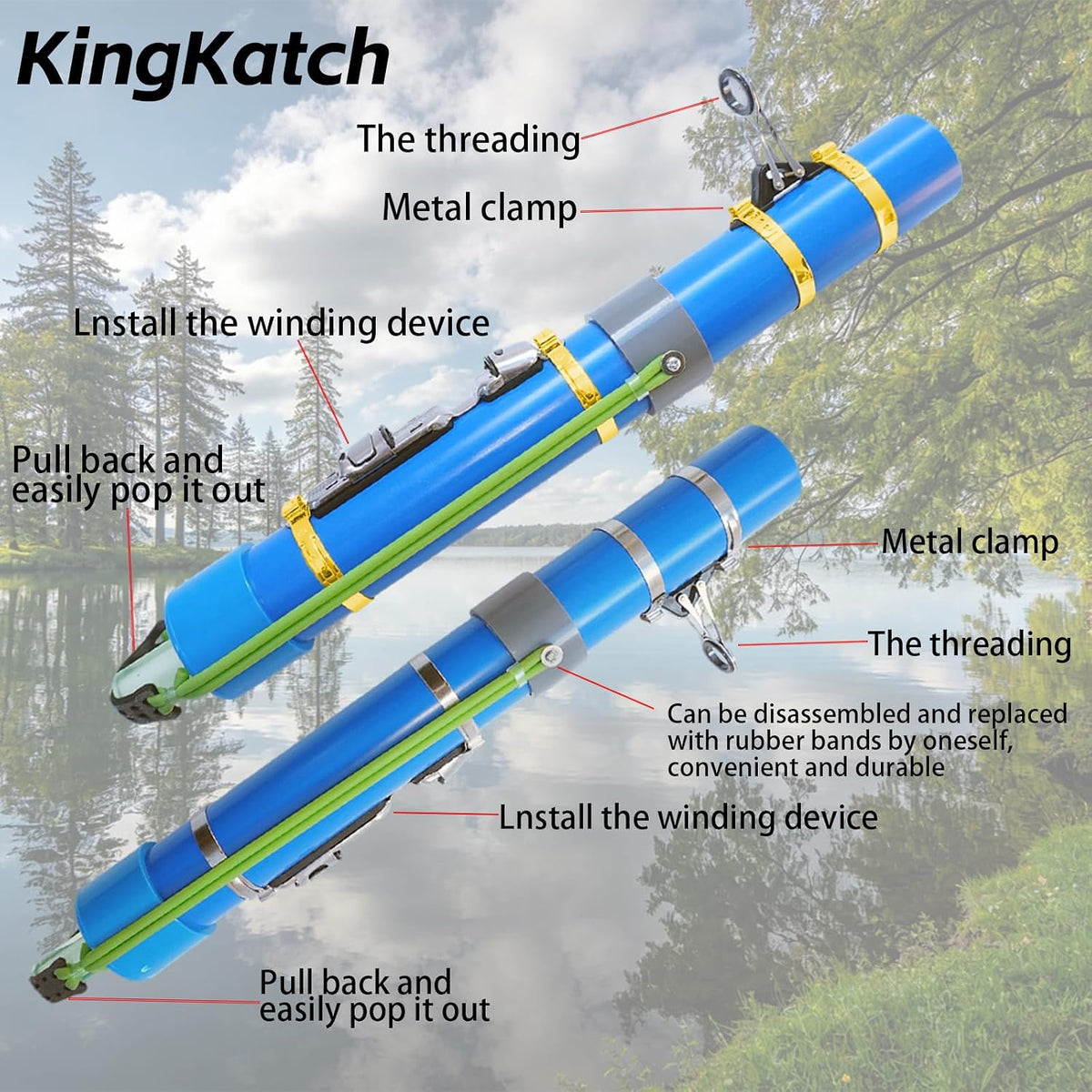 Caña de pescar catapulta, caña de pescar duradera y resistente para agua dulce y salada, lanzador portátil de señuelos de viaje, ideal para pesca al aire libre para pescadores,