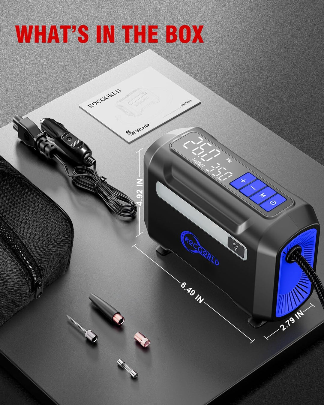 ROCGORLD R8 Inflador de Neumáticos Compresor de Aire Portátil, Comp...