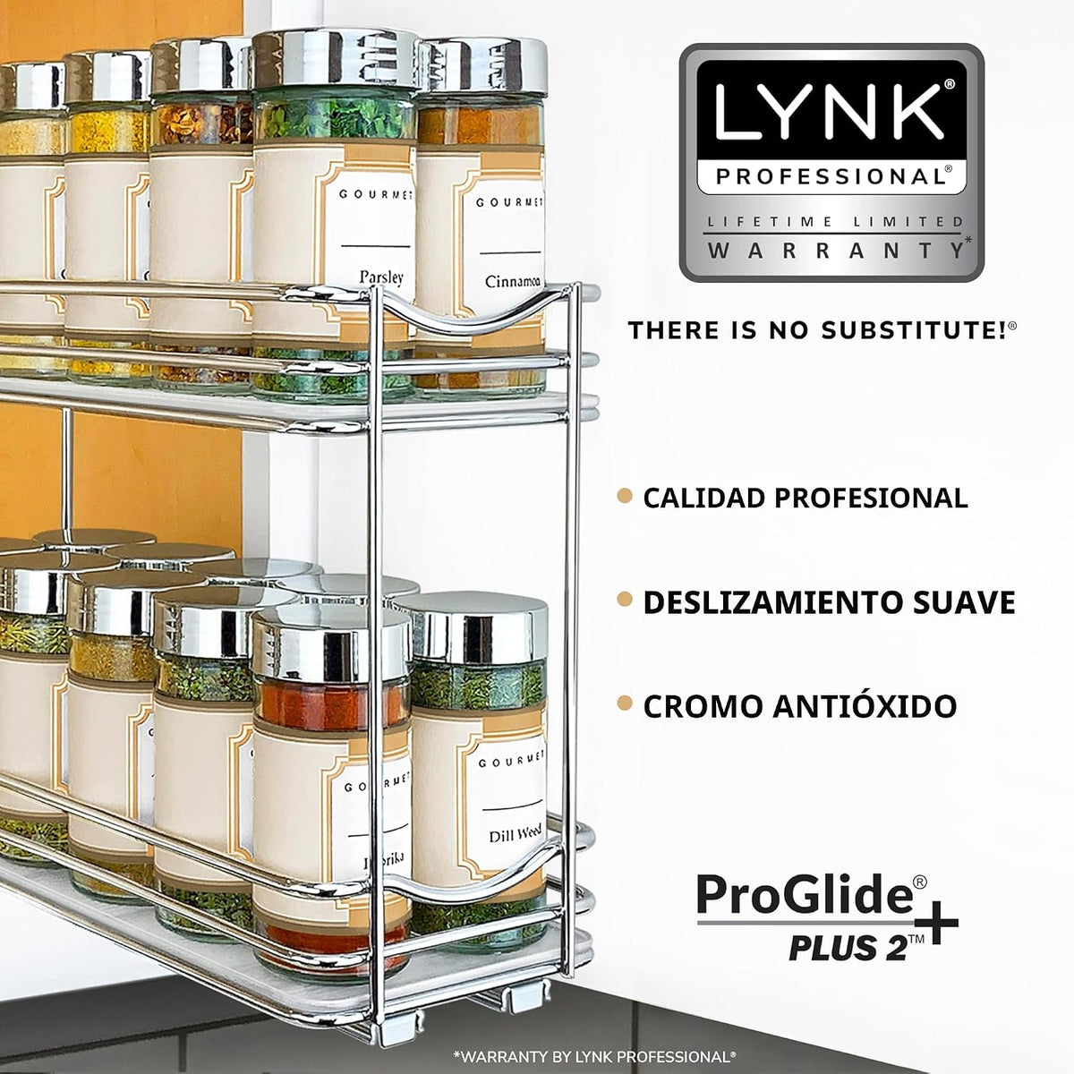 LYNK PROFESSIONAL® Organizador de especias extraíble para gabinetes, 4-3/8 pulgadas de ancho, estante de especias para armarios interiores, organizador de especias deslizante para gabinete, estante de