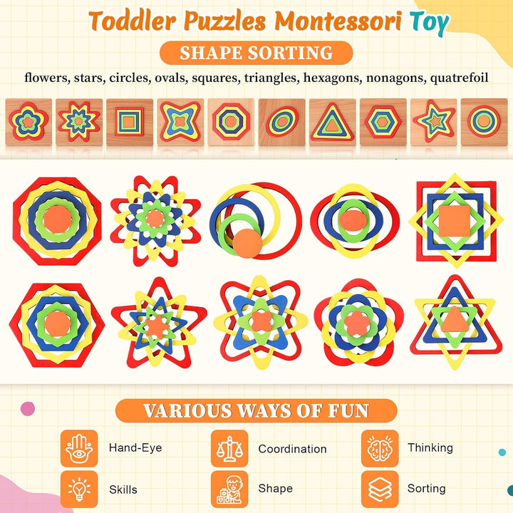 Teyva Daily Paquete de 10 juguetes Montessori, rompecabezas de made...