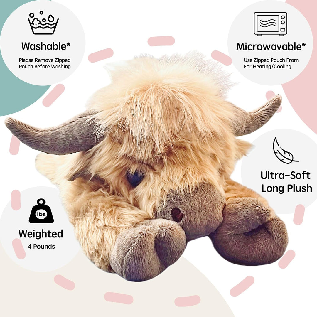 uoozii Animales de peluche con peso de vaca de las tierras altas de...