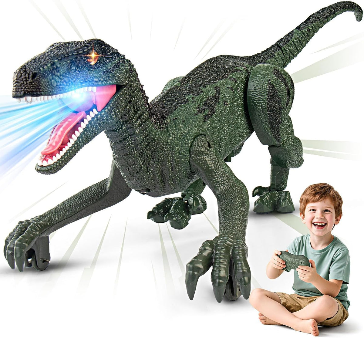 Juguetes de dinosaurio para niños, dinosaurio de control remoto de 2.4 GHz