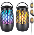 Altavoces para exteriores impermeables IPX6, Bluetooth 5.3 con luz de llama