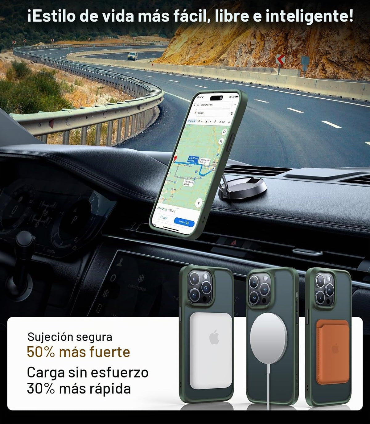TORRAS Funda magnética a prueba de golpes para iPhone 15 Pro, grado mil
