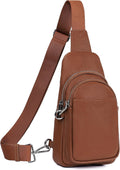 befen Bolso bandolera pequeño de cuero genuino para mujer, antirrobo, bolsa cruzada para el pecho, riñoneras para viajes con ranuras para tarjetas RFID