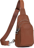 befen Bolso bandolera pequeño de cuero genuino para mujer, antirrobo, bolsa cruzada para el pecho, riñoneras para viajes con ranuras para tarjetas RFID