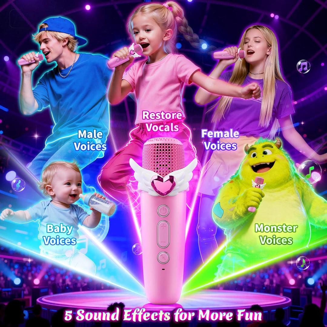 Máquina de karaoke de unicornio con alas y luces de castillo, 2 mic...