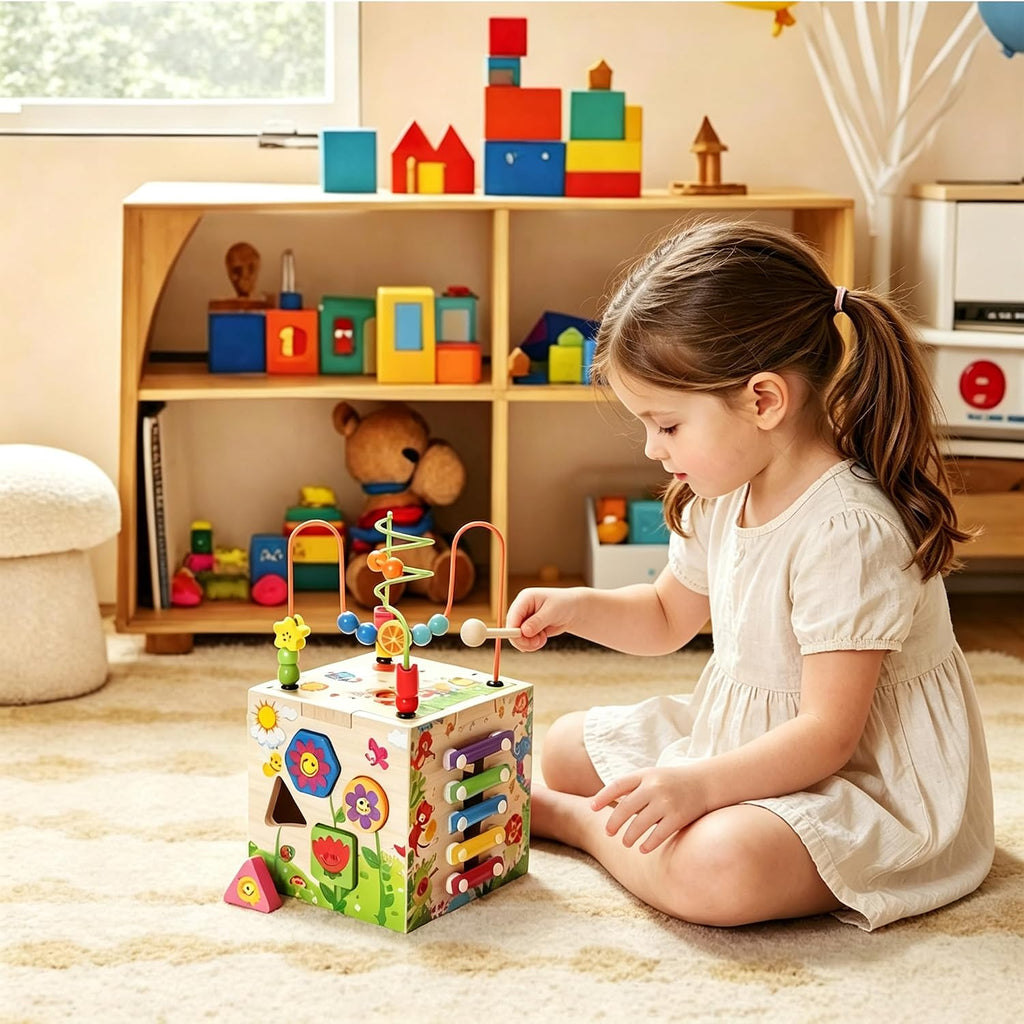 Cubo de actividades de madera Montessori Juguetes para el