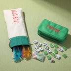 Ceenna American Mahjong - Juego de azulejos de Mahjong, 166 azulejos, 4 bastidores y empujadores todo en uno, juego completo de Mahjong occidental con bolsa de transporte (verde, lindo)