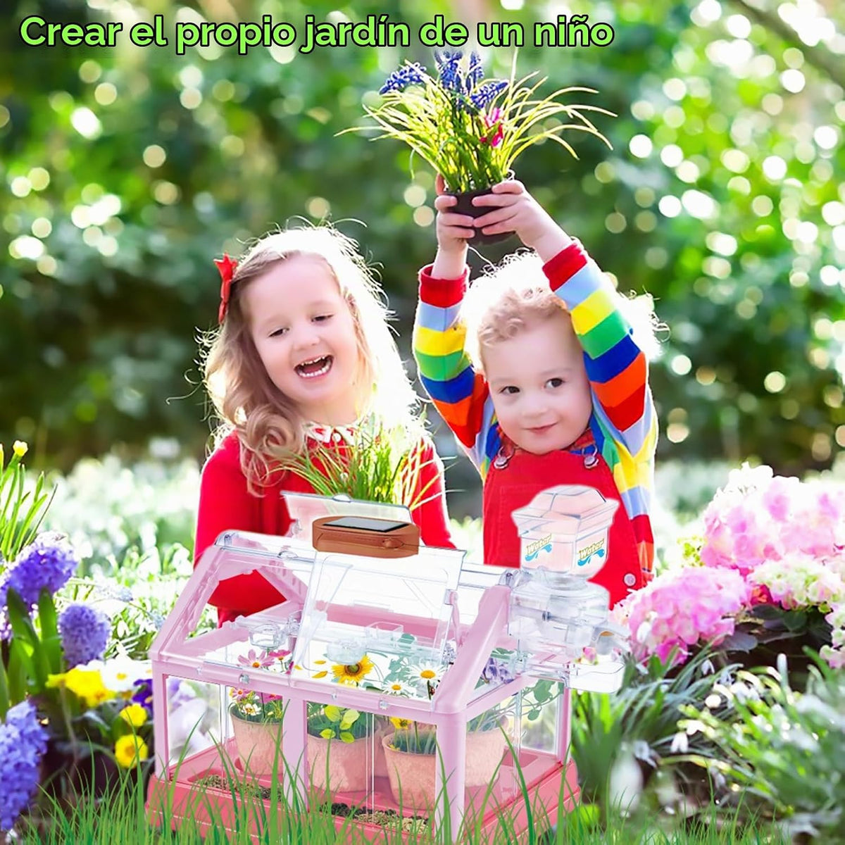 Kit de cultivo de plantas para niños, juego de terrario de invernadero, educativo, ciencia, bricolaje, jardín, invernadero, con panel solar, kit de jardinería interior