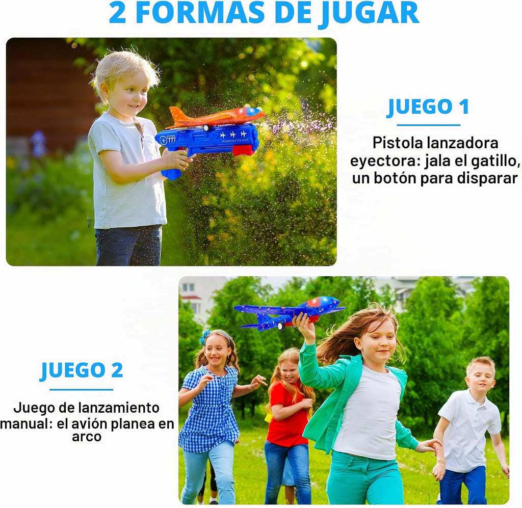 LJZJ 6 Pack LED Foam Plane Launcher, 2 Modes Outdoor Toy Gift Boys Girls 4+