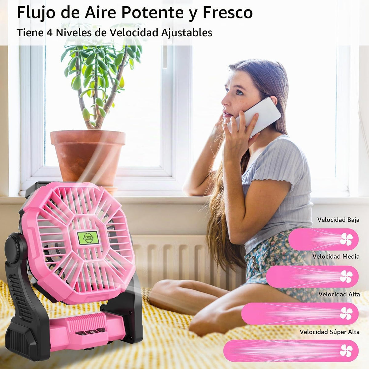 TDLOL Ventilador Portátil Recargable Esenciales para Acampar, Venti...
