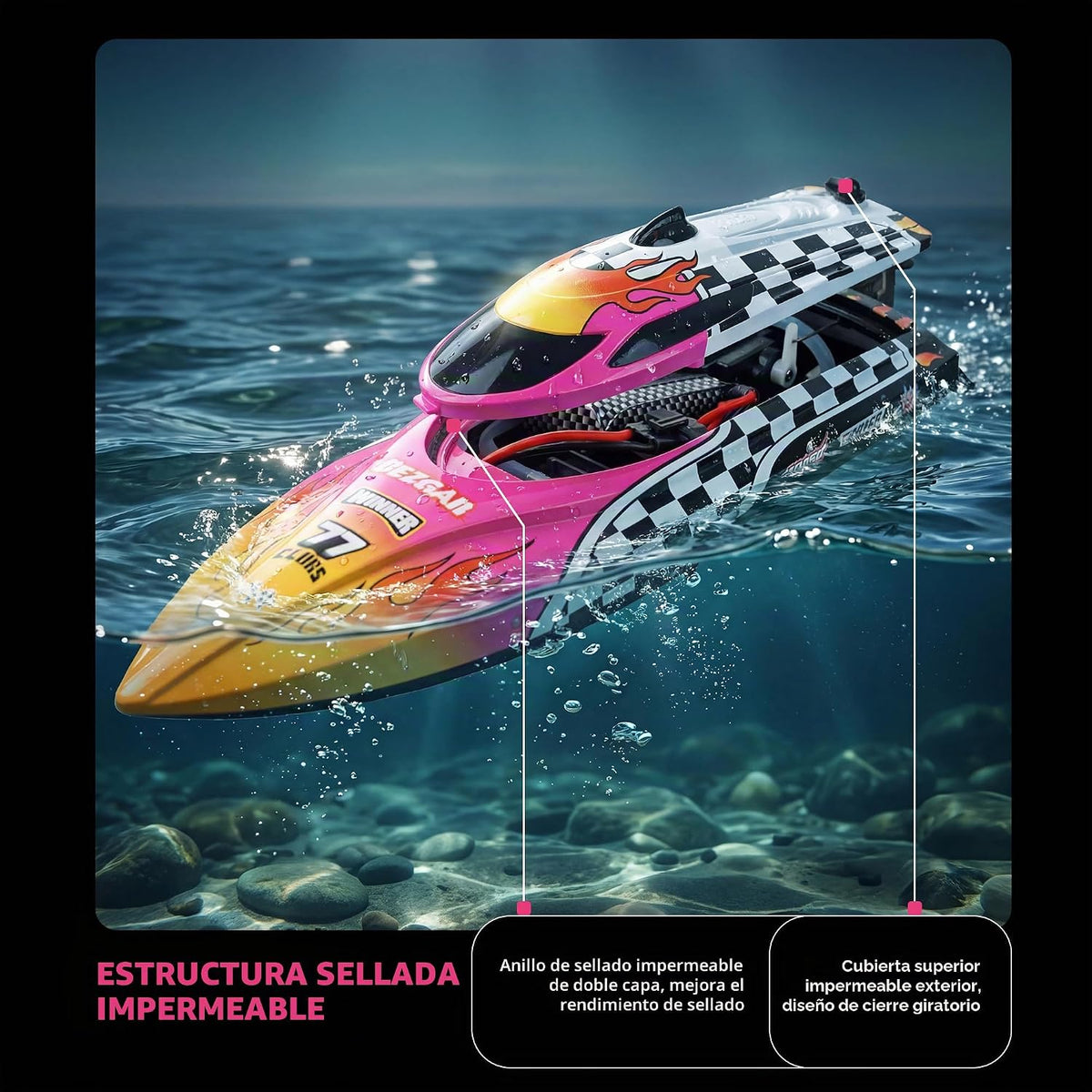 BEZGAR TX136 Barco de control remoto de 12 pulgadas y 25 KPH para niños