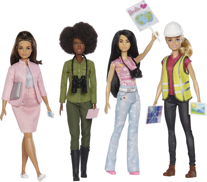 Barbie Eco-Leadership Team 4 - Juego de muñecas de plástico recicla...