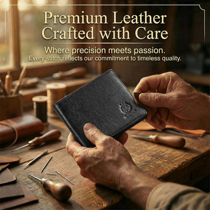 Golnestyn Cartera plegable de cuero de grano superior para hombre,...