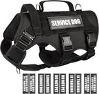 Arnés de chaleco de servicio para perros grandes, chaleco táctico MOLLE de trabajo con 10 parches para mascotas, arnés resistente sin tirones para entrenar y caminar