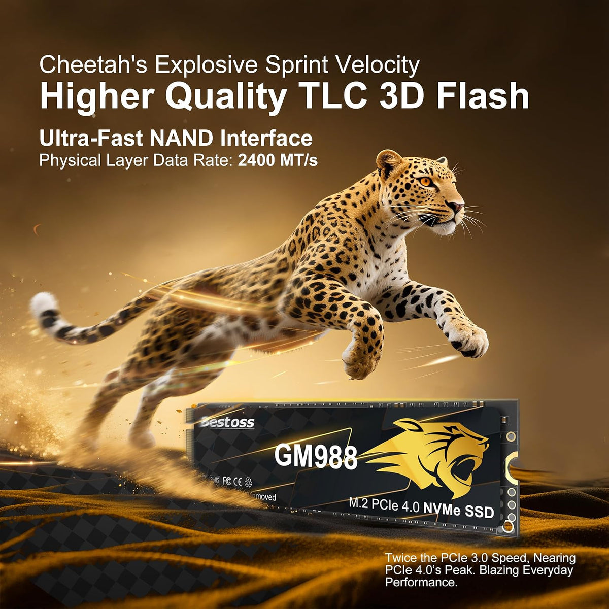 M.2 2280 NVMe SSD 2TB PCIe Gen 4, hasta 7300 MB\/s, caché SLC y HMB...