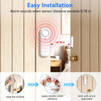 TECKNET Alarmas de puerta cuando se abre, alarma con sensor de puerta inteligente WiFi de 2.4 G y timbre, alertas de aplicación, alarmas de puerta para seguridad de los niños