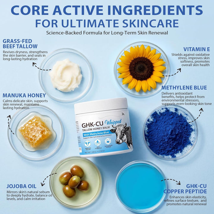 GHK-Cu - Crema peptídica para cara, crema hidratante de ternera azu...