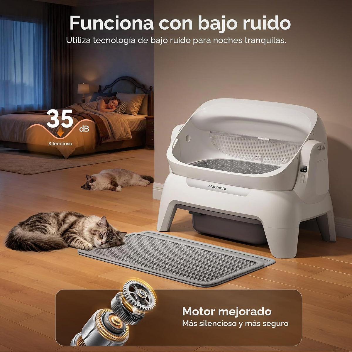 Meowant Escaneo infrarrojo automático extra grande de la caja de arena y