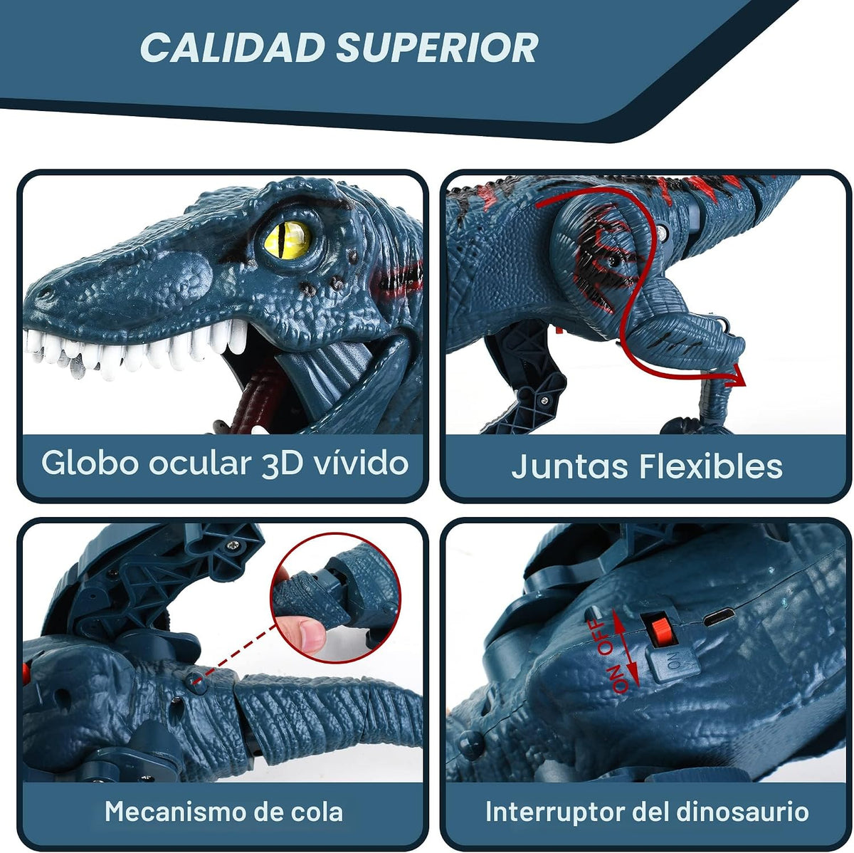 Juguetes de dinosaurio con control remoto para niños, juguete velociraptor