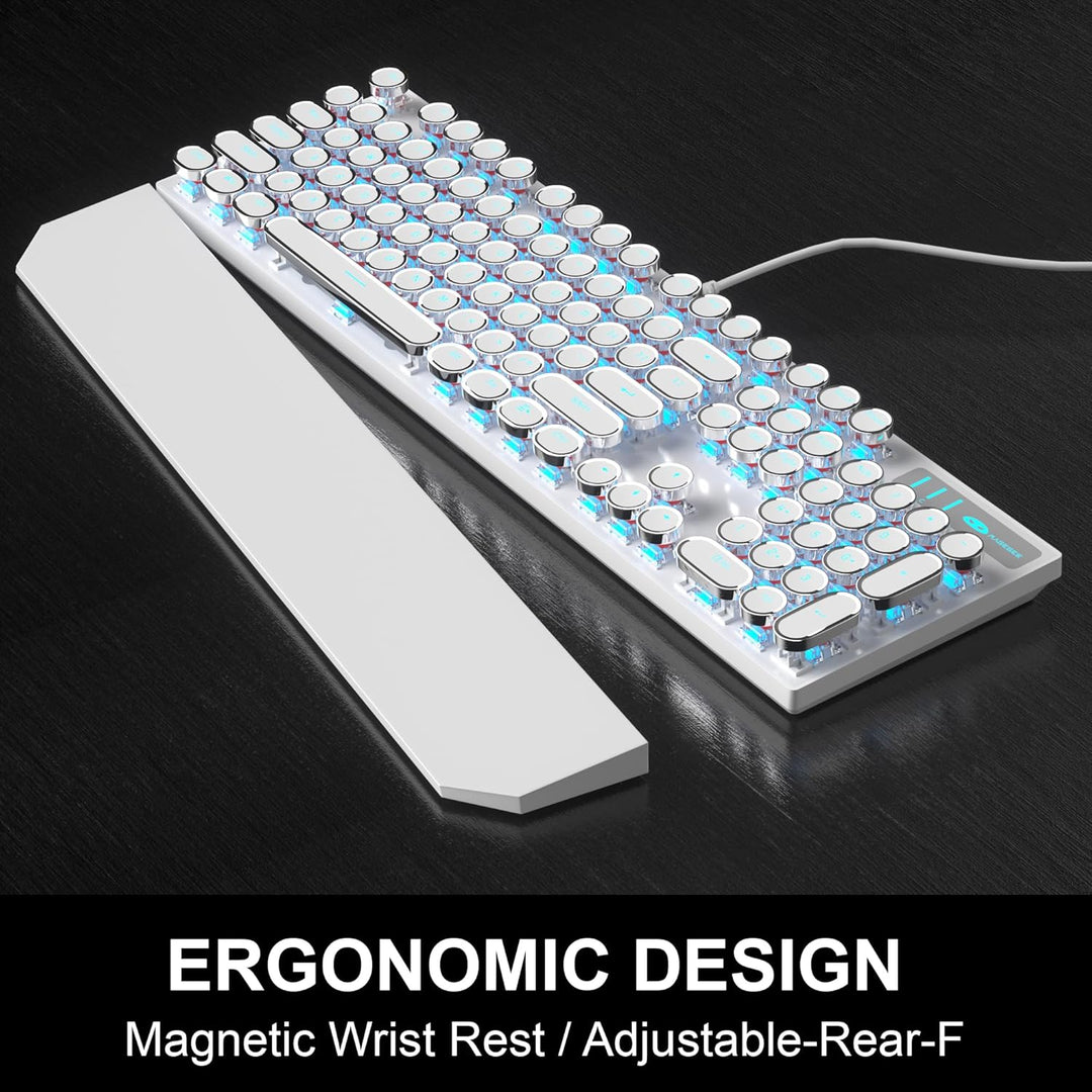 Combo de teclado y mouse retro de máquina de escribir, bonito tecla...