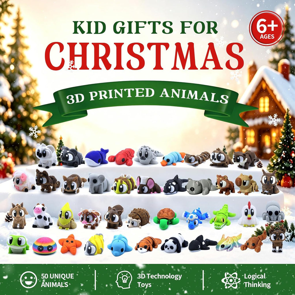 Juego de 50 mini figuras de animales impresos en 3D, juguetes para ansiedad