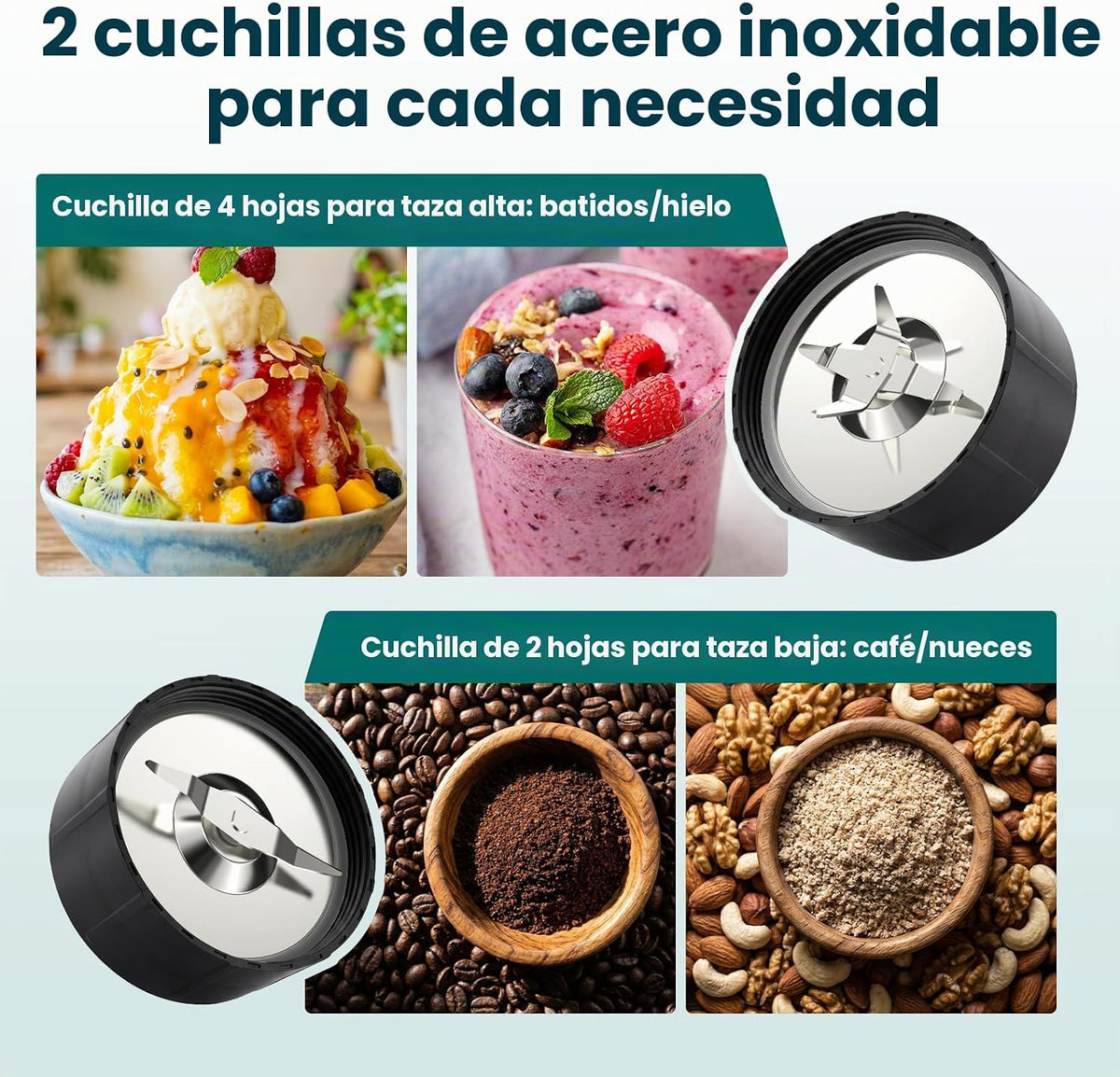 Smoothie Blender Grinder Combo, Licuadora de mostrador para smoothies y batidos