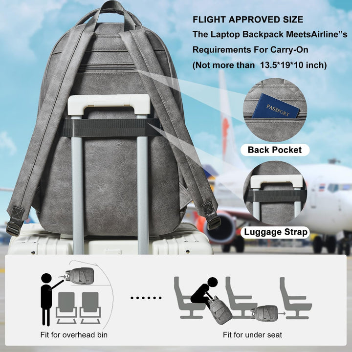 LATMAP Mochila de 43L para mujer: mochila de cuero vegano para lapt...