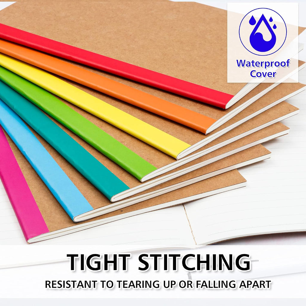 feela Paquete de 56 cuadernos de composición a granel, con cubierta de papel kraft con rayas universitarias en blanco, diarios de viaje con espinas arcoíris para mujeres, estudiantes, negocios, 60