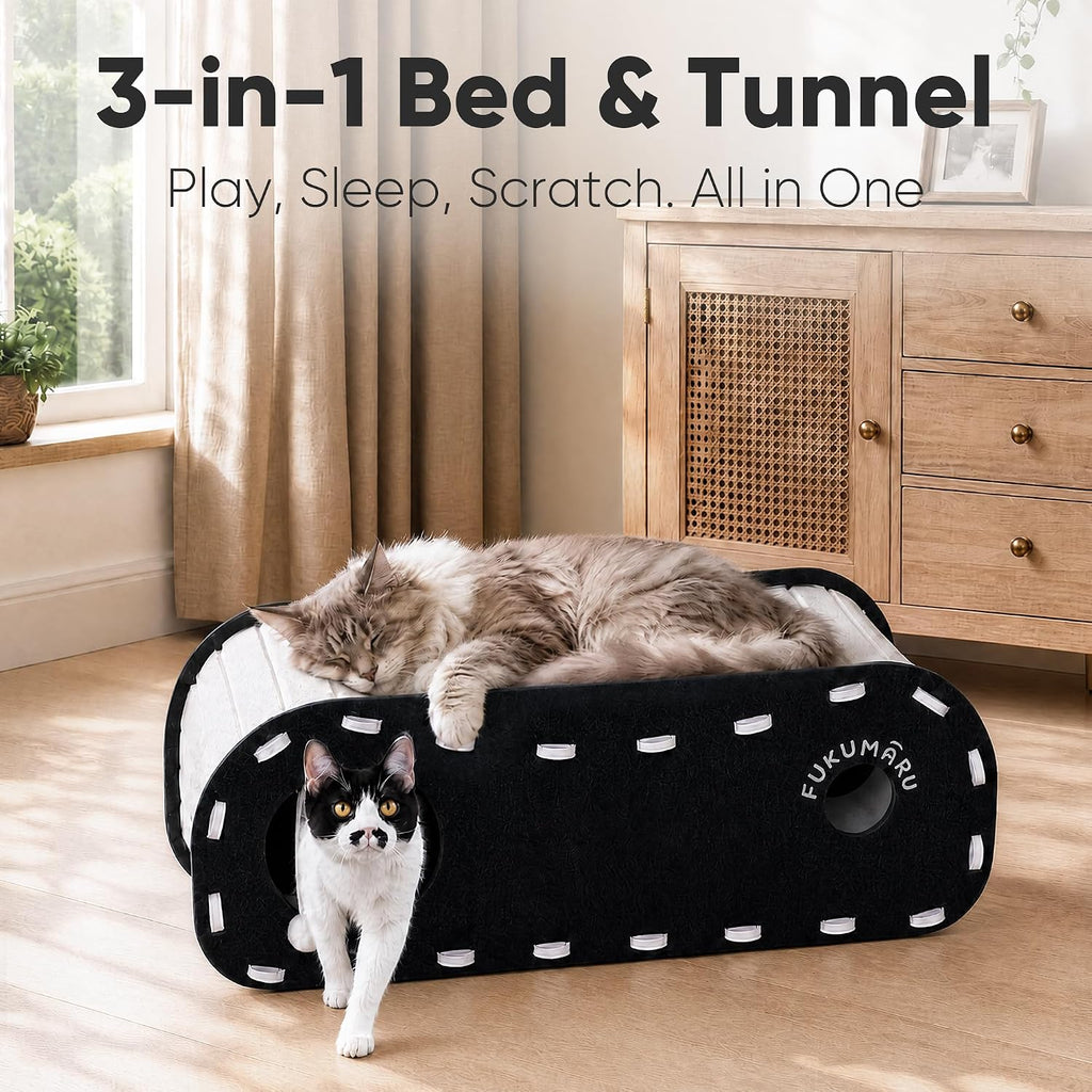 FUKUMARU Túnel de cueva para cama para gatos, 31.5 pulgadas, condominio
