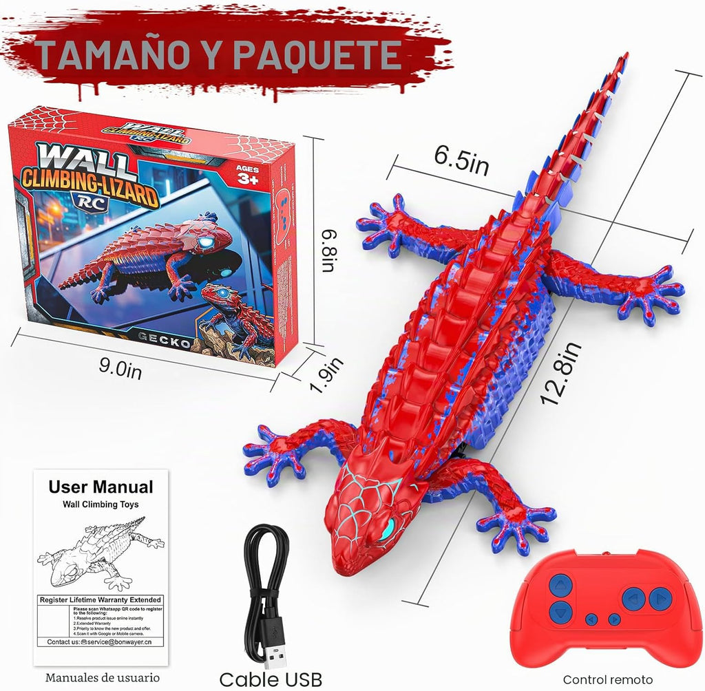 Gecko de escalada de pared a RC, robot de control remoto recargable