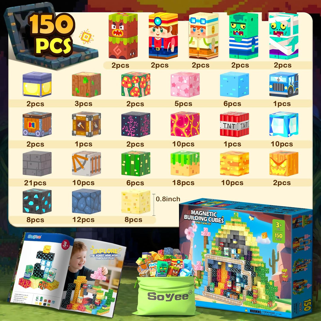 Soyee Bloques Magnéticos 150 PCS Juguetes de Construcción para Edad...
